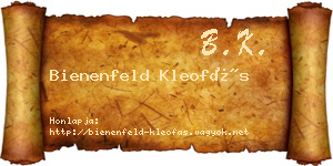 Bienenfeld Kleofás névjegykártya